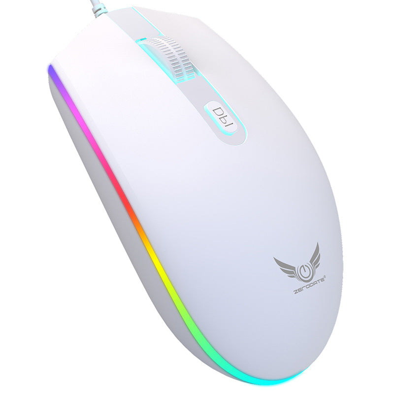 USB illuminated wired mouse, computer peripherals, e-sports games, colorful RGB scrolling light mouse
