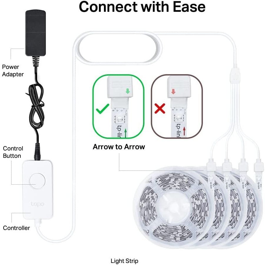 TP-Link Tapo L900-20 - Tapo Smart LED Light Strip 65.6ft (4 Rolls of 16.4ft)