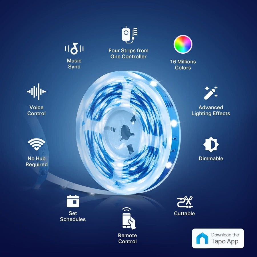 TP-Link Tapo L900-20 - Tapo Smart LED Light Strip 65.6ft (4 Rolls of 16.4ft)