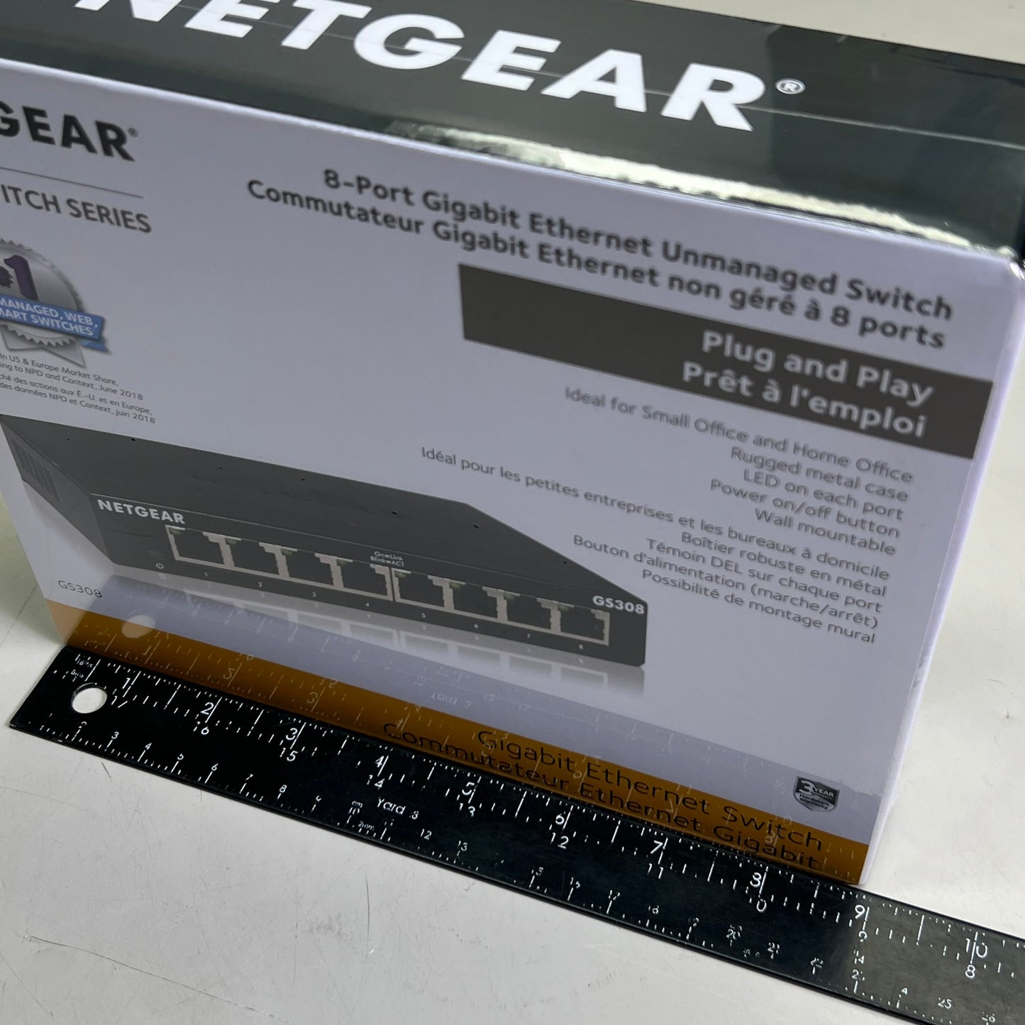 NETGEAR 8-Port Gigabit Ethernet Unmanaged Switch GS308-300PAS Plug & Play