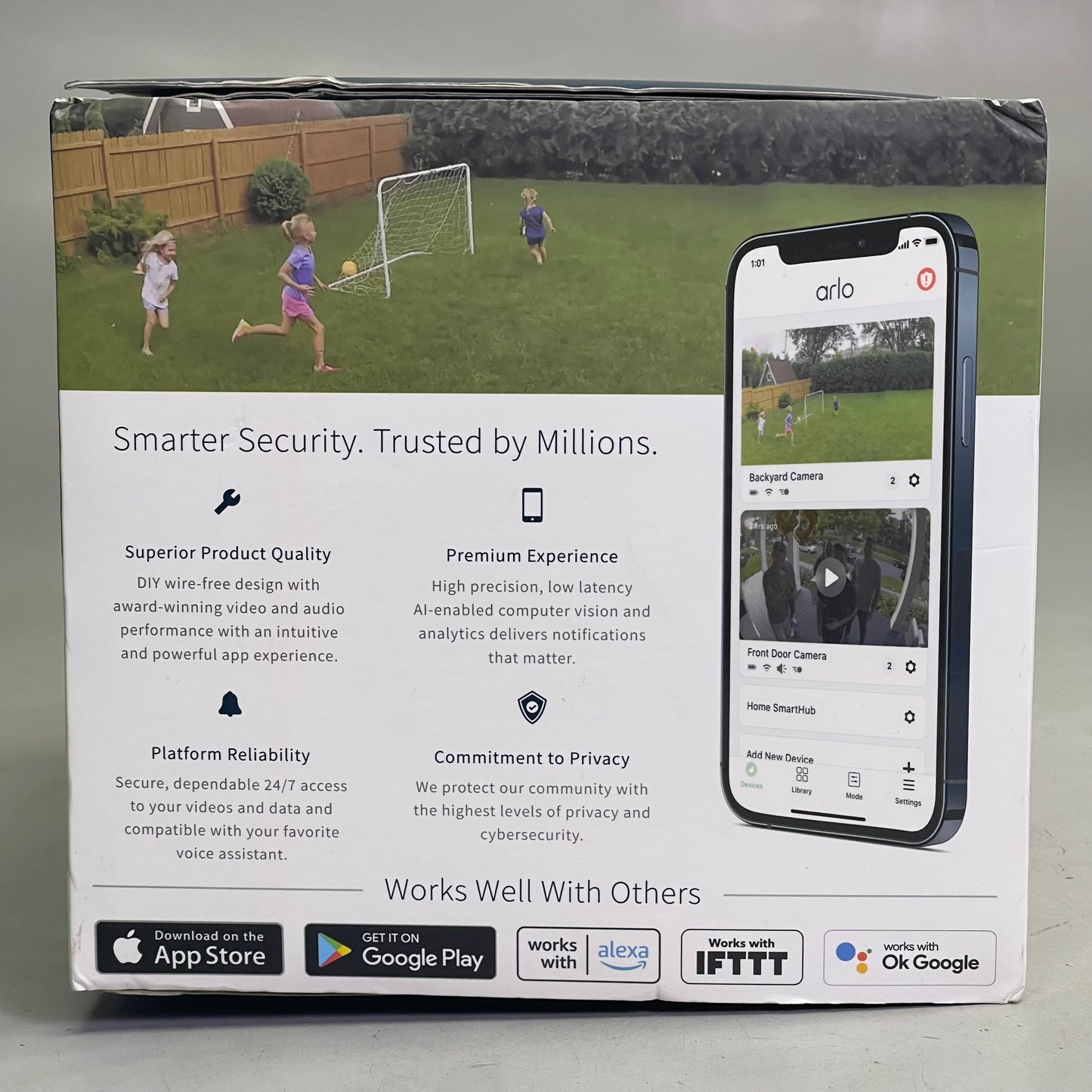 ARLO (3 PACK) Essential Wire-Free Spotlight Security Cameras 130° FOV White VMC2330W-100NAS (Pre-Owned)