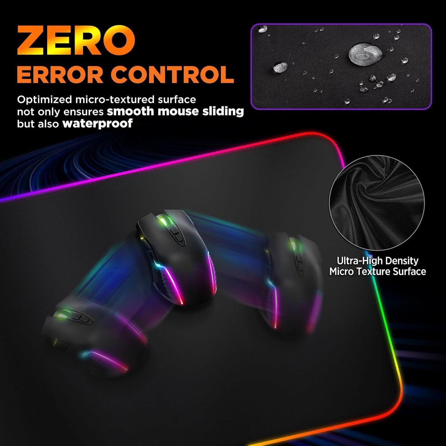 RGB Gaming Mouse Pad with 15W Qi Wireless Charging and Raised Charging Platform