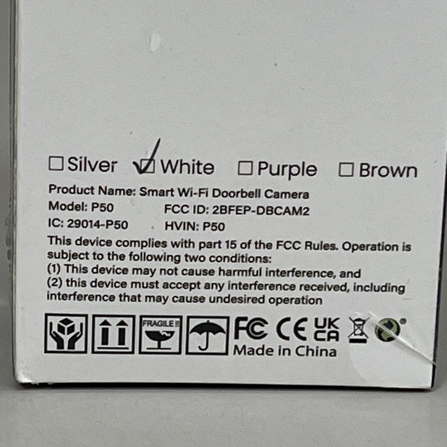 SHENZHEN PUGE ELECTRONICS Wireless Smart 2.4 GHz Wi-Fi Doorbell Camera P50 Black