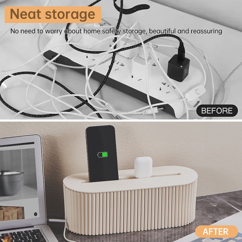 Cable management organizer box, an accessory for power strips and home - office power cables