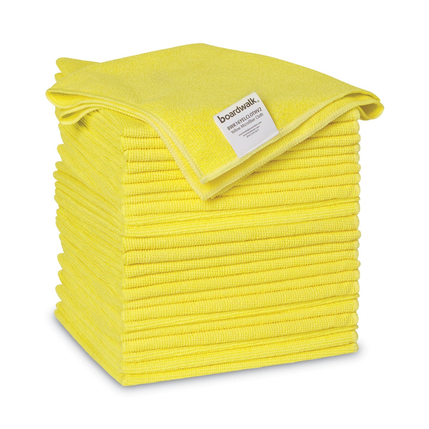 Boardwalk Microfiber Cleaning Cloths, 16 x 16, Yellow, 24/Pack