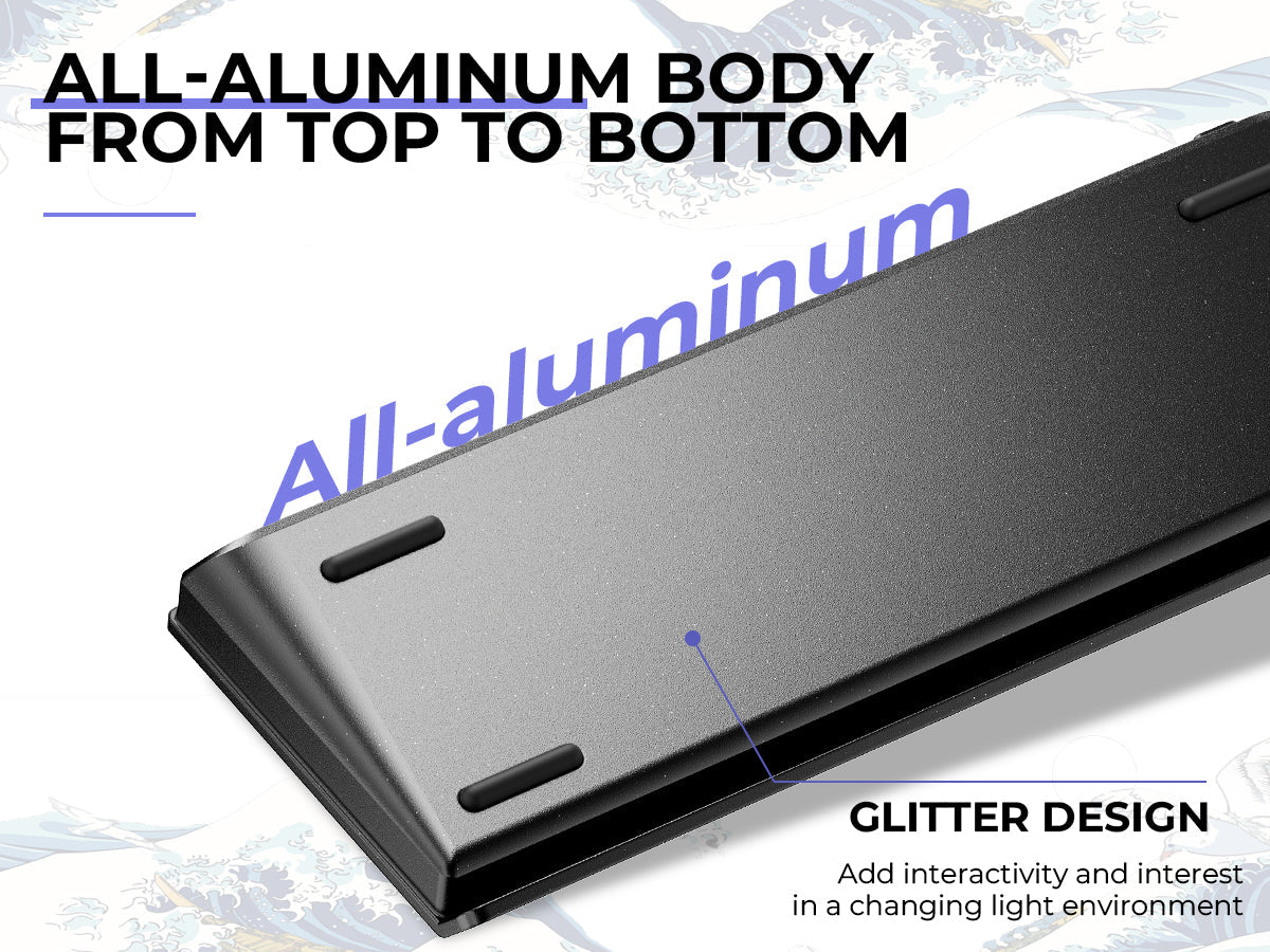 XVX H61 Kanagawa CNC Aluminum 60% Mechanical Keyboard Wired Hot Swap Switches Full RGB With PBT Keycaps