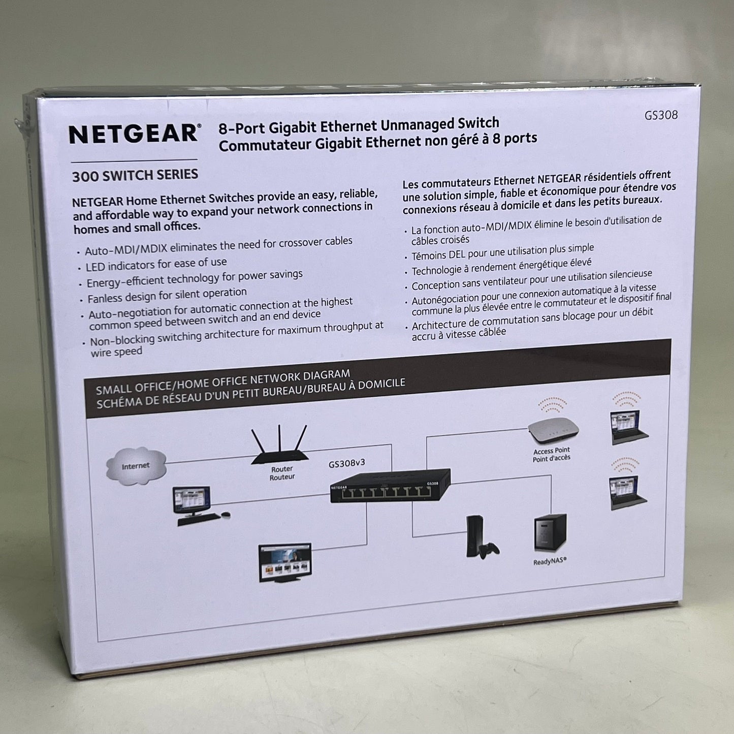 NETGEAR 8-Port Gigabit Ethernet Unmanaged Switch GS308-300PAS Plug & Play