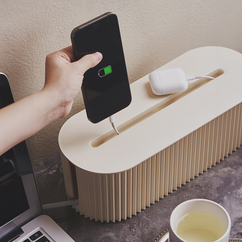 Cable management organizer box, an accessory for power strips and home - office power cables