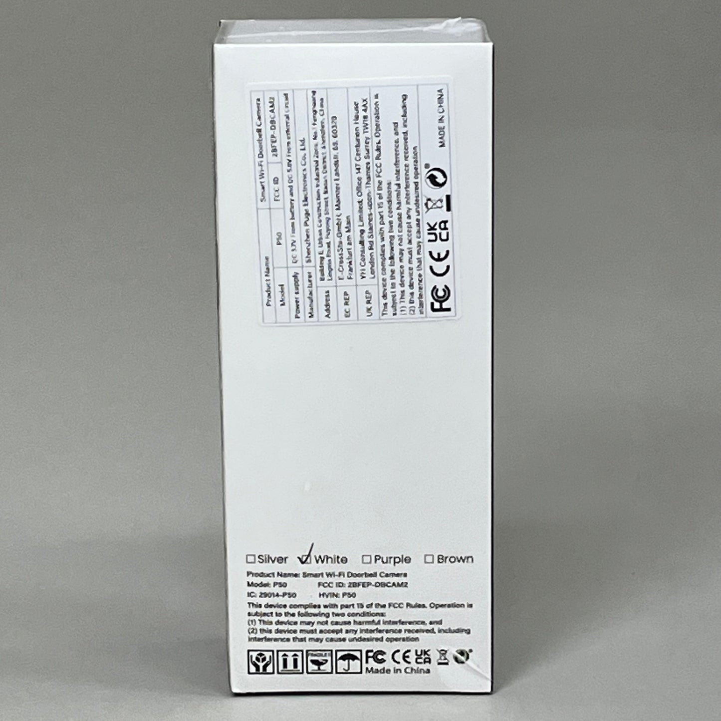 SHENZHEN PUGE ELECTRONICS Wireless Smart 2.4 GHz Wi-Fi Doorbell Camera P50 Black