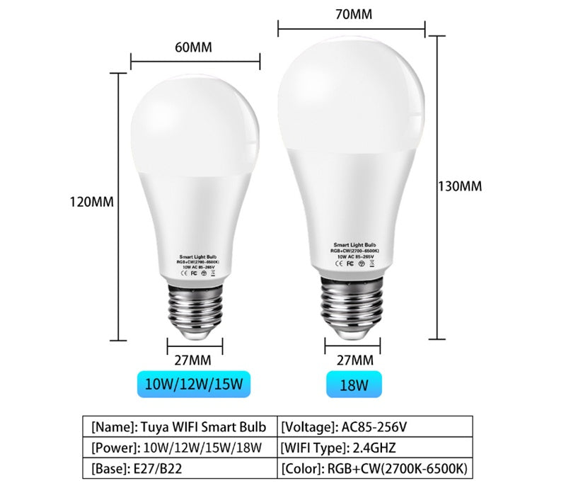 Tuya Smart LED Bulb RGB WiFi Light for Home & Office